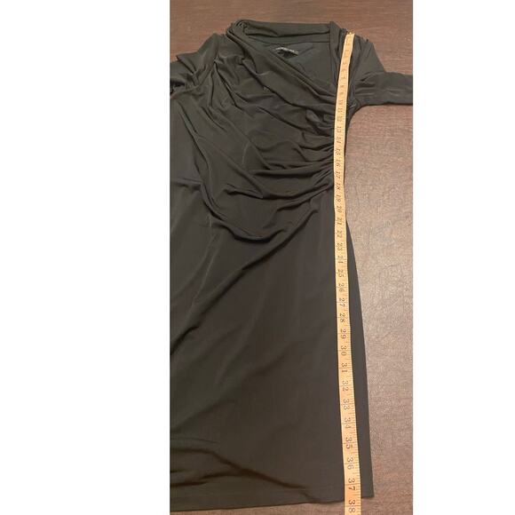 David Meister Black Draped Ruched Long Sleeve Stretch Dress Size 10 LBD - Picture 7 of 9